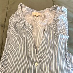 LOFT Blue and White Pinstripe Top